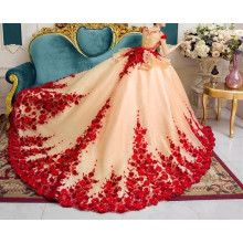 2017 Gorgeous High Quality Rose Flower Luxury Appliqued Embroidery Wedding Dress Bridal Gown